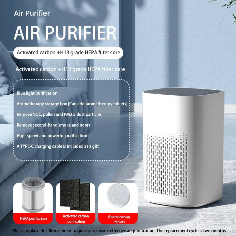 Simple style desktop air purifier with USB power connection for small rooms