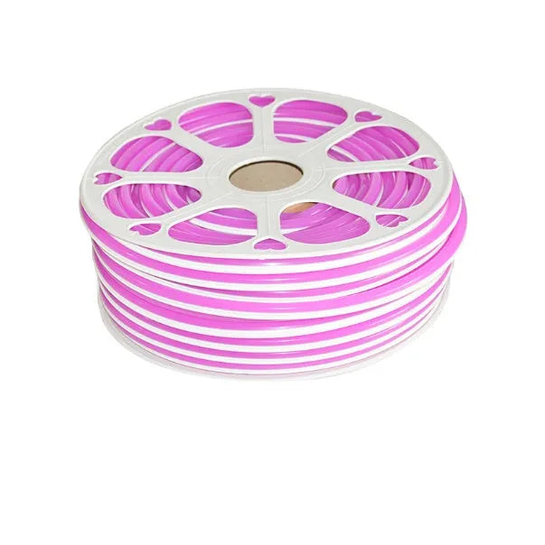 Blue flexible silicone neon light bar on a spool showing its 8mm width and length