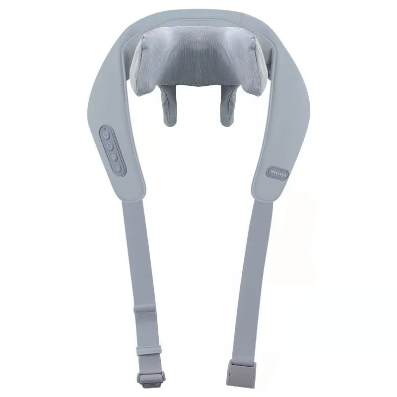 Grey elastic fabric multifunctional neck back waist massager with USB cable
