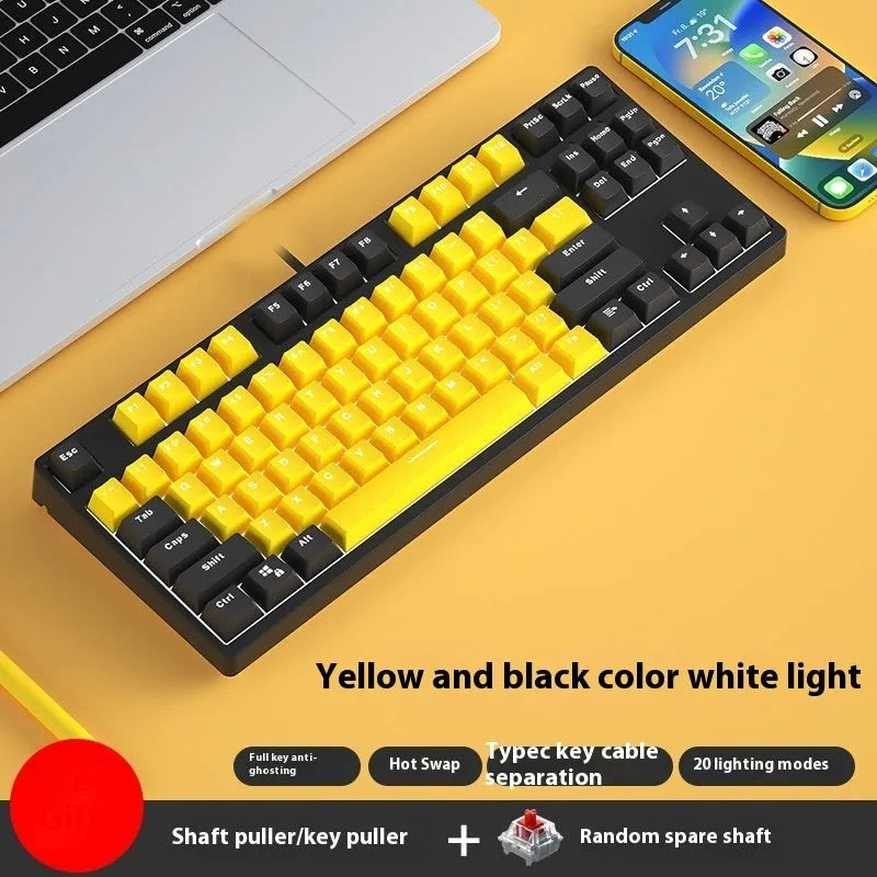 87-key wired mechanical keyboard with two-colour backlighting and hot-swappable switches