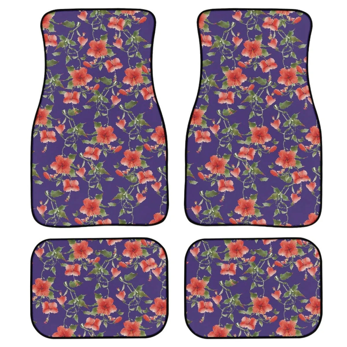 Black printed rubber car floor mats, 20mm thick, showing deep tread pattern and raised edges.