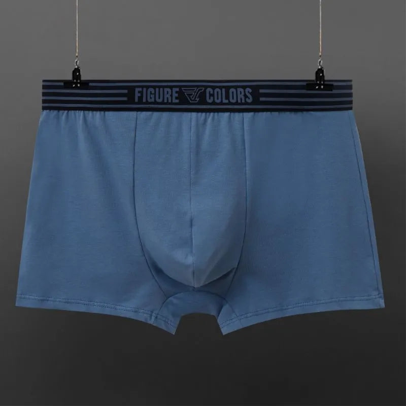 Men's cotton knitted low-waist boxers in solid colours, size range M to 3XL, nine colour options