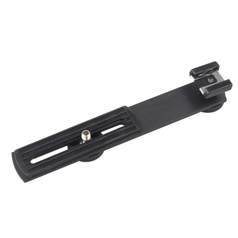 Portable black metal dual-head camera stand with compact size for home use