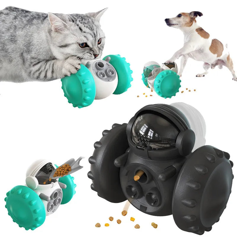 Interactive dog treat leaking toy puzzle tumbler for small medium large dogs in black blue green yellow white