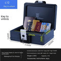 Portable metal safe box with mechanical key lock in silver colour