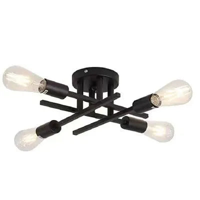 Modern Nordic 4-head ceiling lamp in Black Gold finish for living room or bar counter