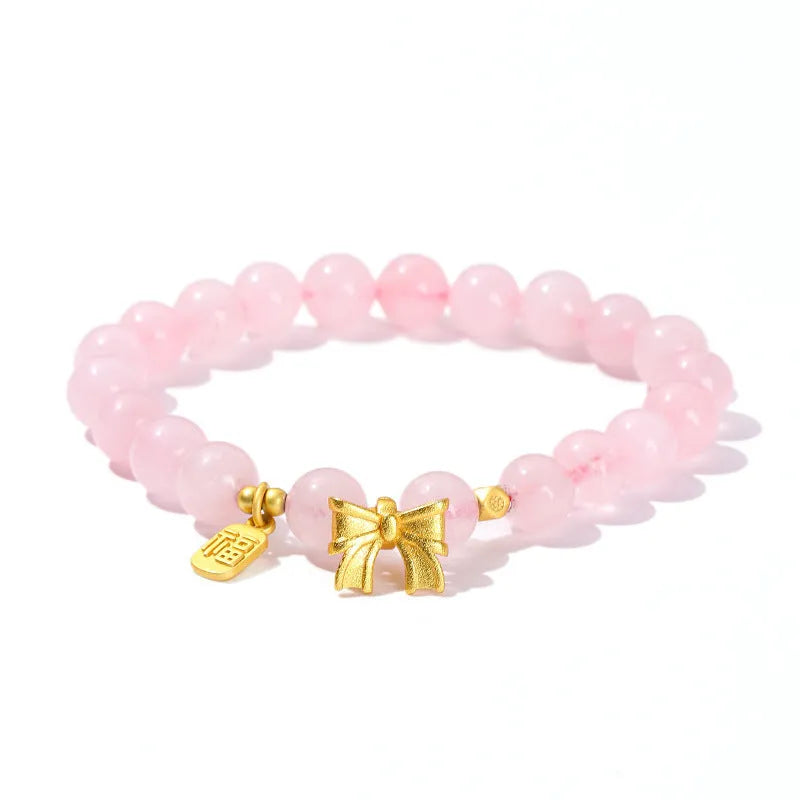 Girls crystal agate bracelet with manual processing showing natural bead colours and charm shapes