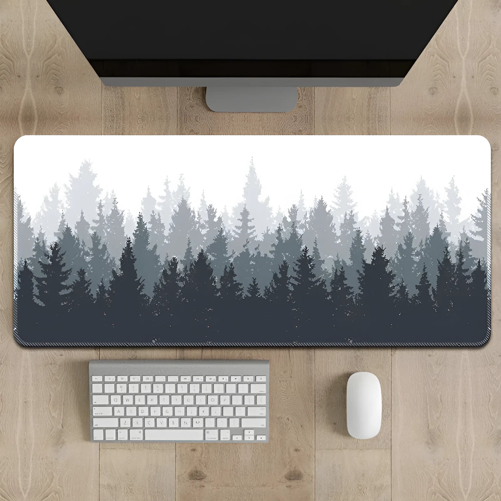 Chinese ink painting landscape design mouse pad with natural rubber non-slip base on desktop