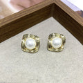Fashionable high end pearl and cat eye stone drop dangle earrings for women, 5 cm length, Style1