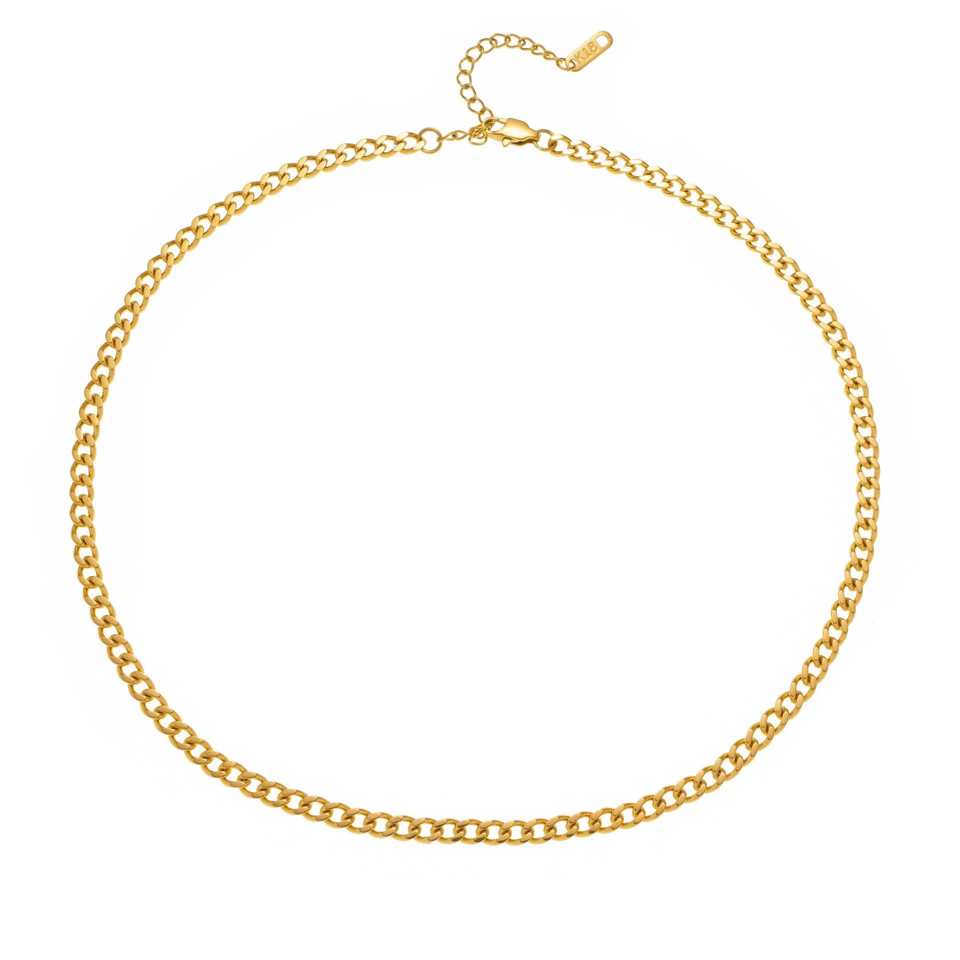 Gold electroplated titanium steel necklace with letter pendant on matching chain