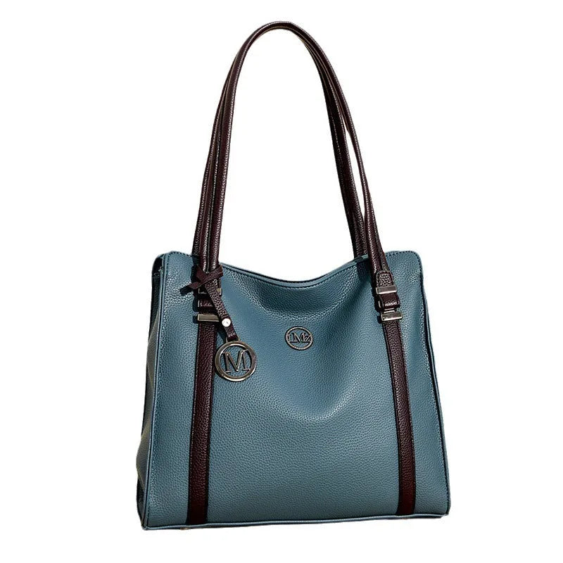 Women's genuine leather crossbody bag in horizontal square shape with European retro styling