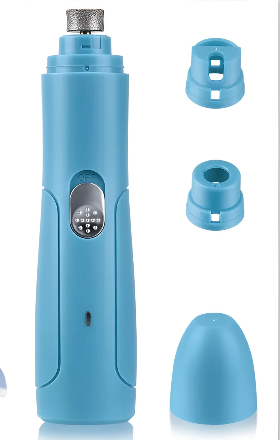 Blue electric pet nail grinder with diamond grinding head, 15.3 x 3.3cm, 192g, for dogs, cats and small pets