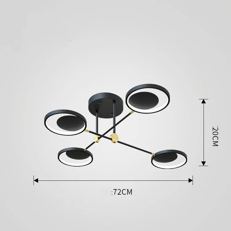 Modern glass molecular ceiling light with LED illumination, 720mm diameter, three colour options