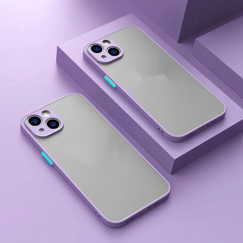 Frosted matte iPhone case with magnetic suction, shockproof TPU acrylic cover, shown in black for iPhone 13 to 15 series
