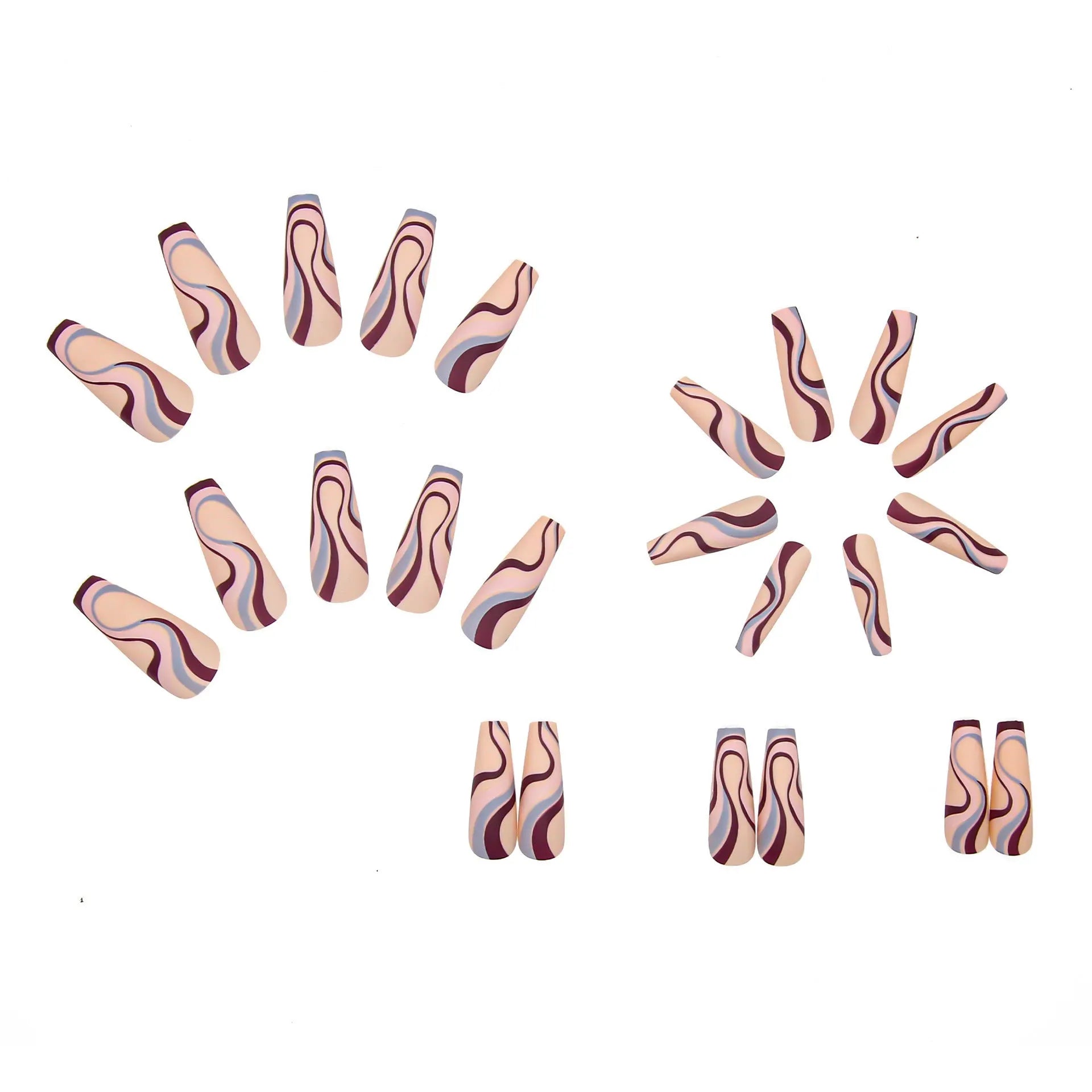 Ballet wave line detachable nail stickers with jelly glue in four design options