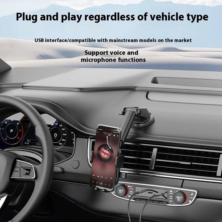 USB car Bluetooth audio receiver with zinc alloy USB plug, copper 3.5mm jack, and PU-sleeved cable.