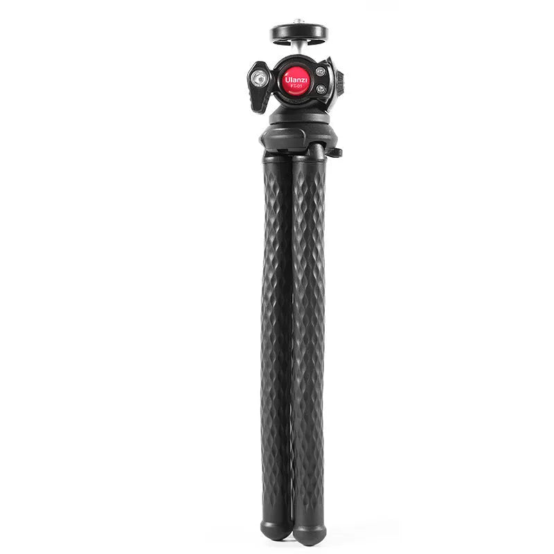 Black octopus-style aluminium alloy mobile phone tripod with adjustable clip, extended to 360mm.