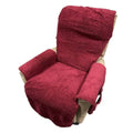 Stretchable polyester sofa cushion cover in lamb wool beige colour on a cushion.
