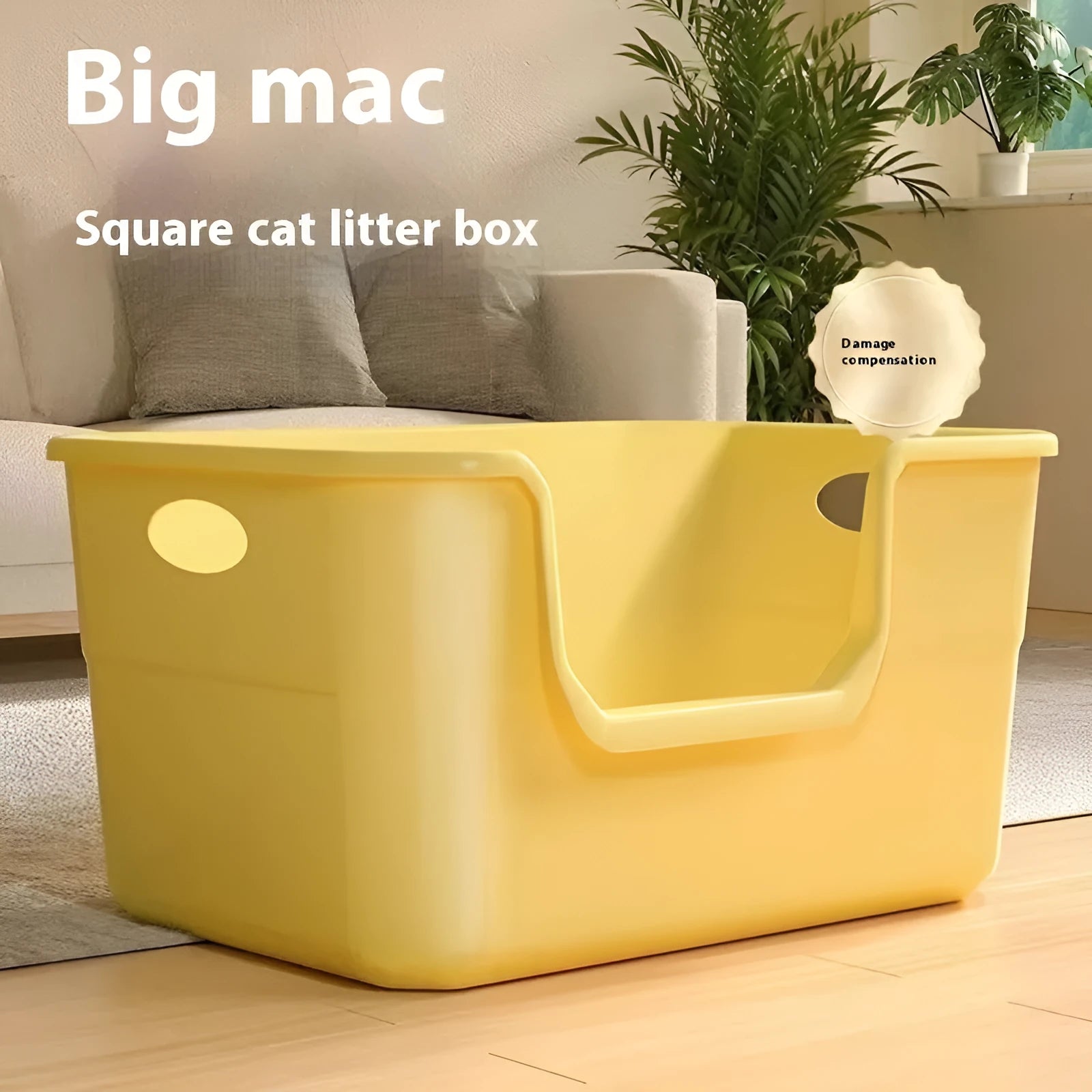 Oversized splash-proof cat litter box in PP, 50cm height, with semi-closed design, available in multiple colours, includes free litter spoon