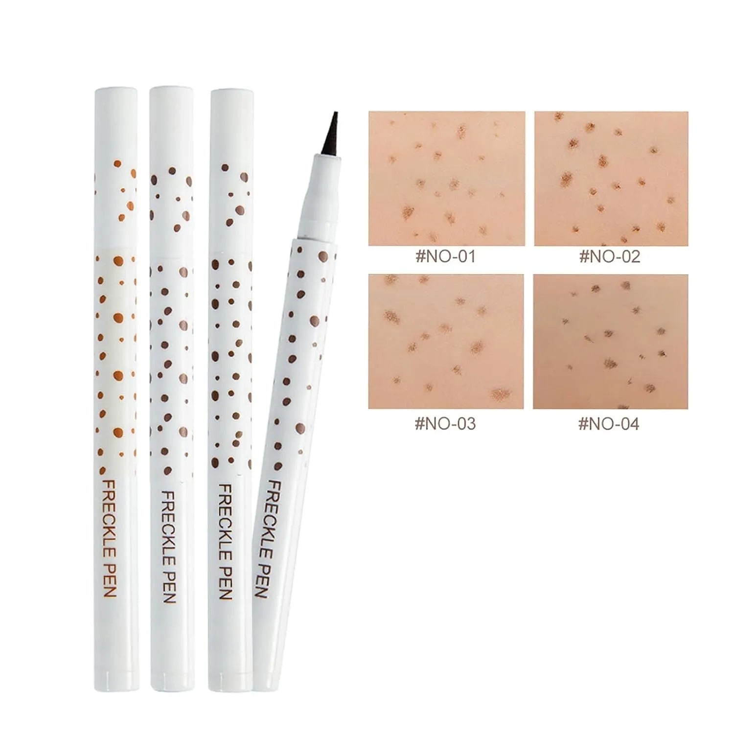 Dark brown waterproof freckle pen with precision tip for natural-looking cosmetic freckles.