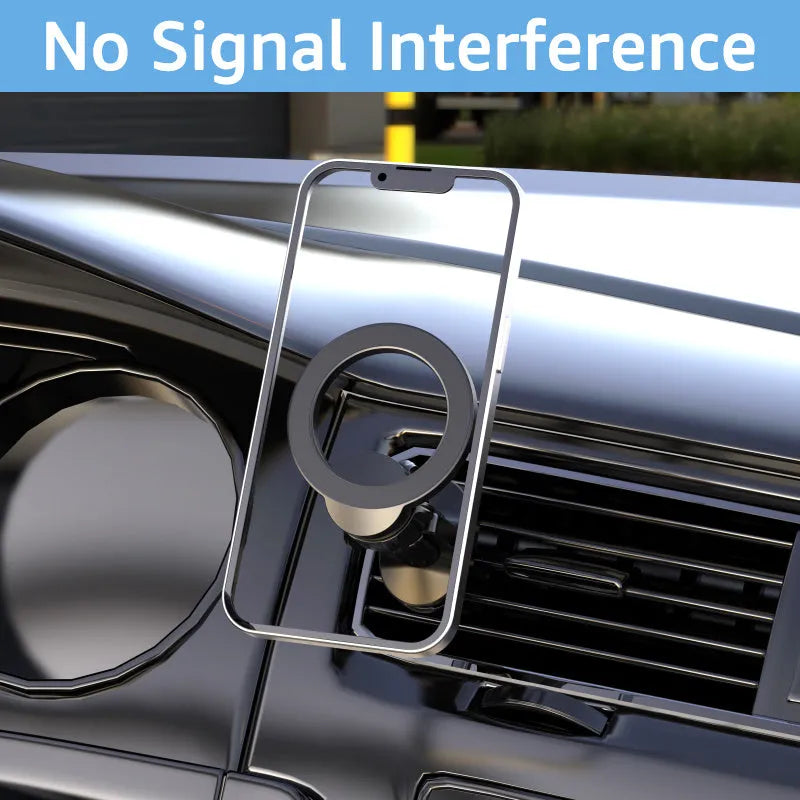 Black O-ring magnetic suction car phone holder for mobile devices up to 6.8 inches