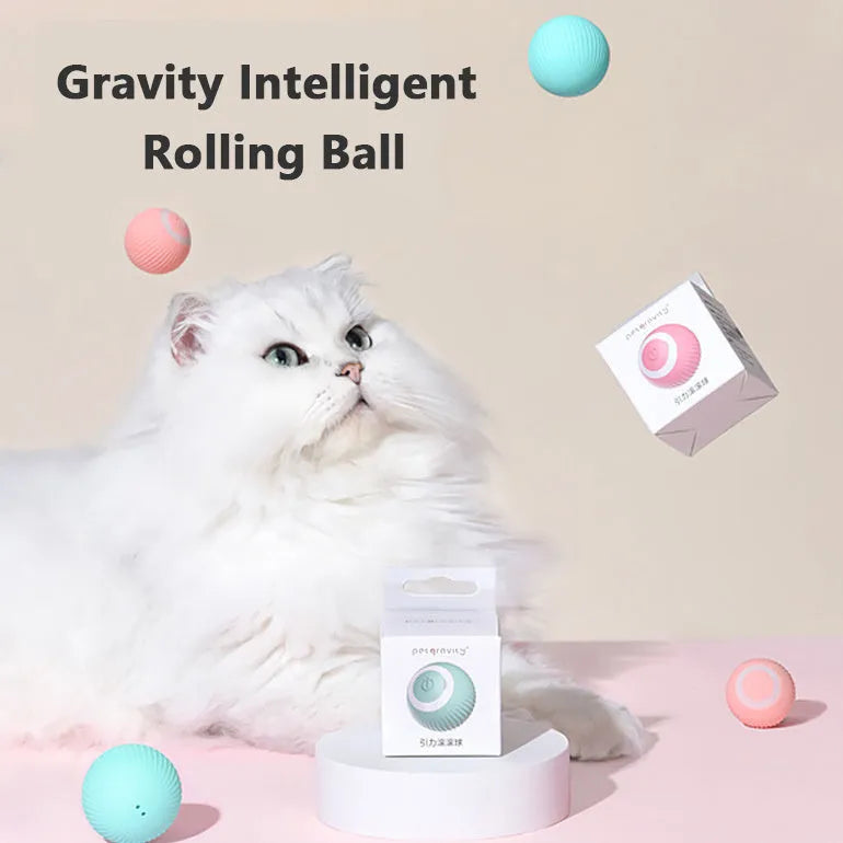 Cat Gravity Intelligent Rolling Ball 43mm automatic rotating ball in green, with bionic motion obstacle avoidance on a hard floor