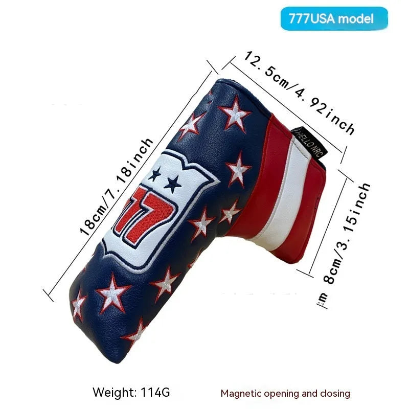 Golf straight bar putter sleeve in various designs including four-leaf clover and animal motifs