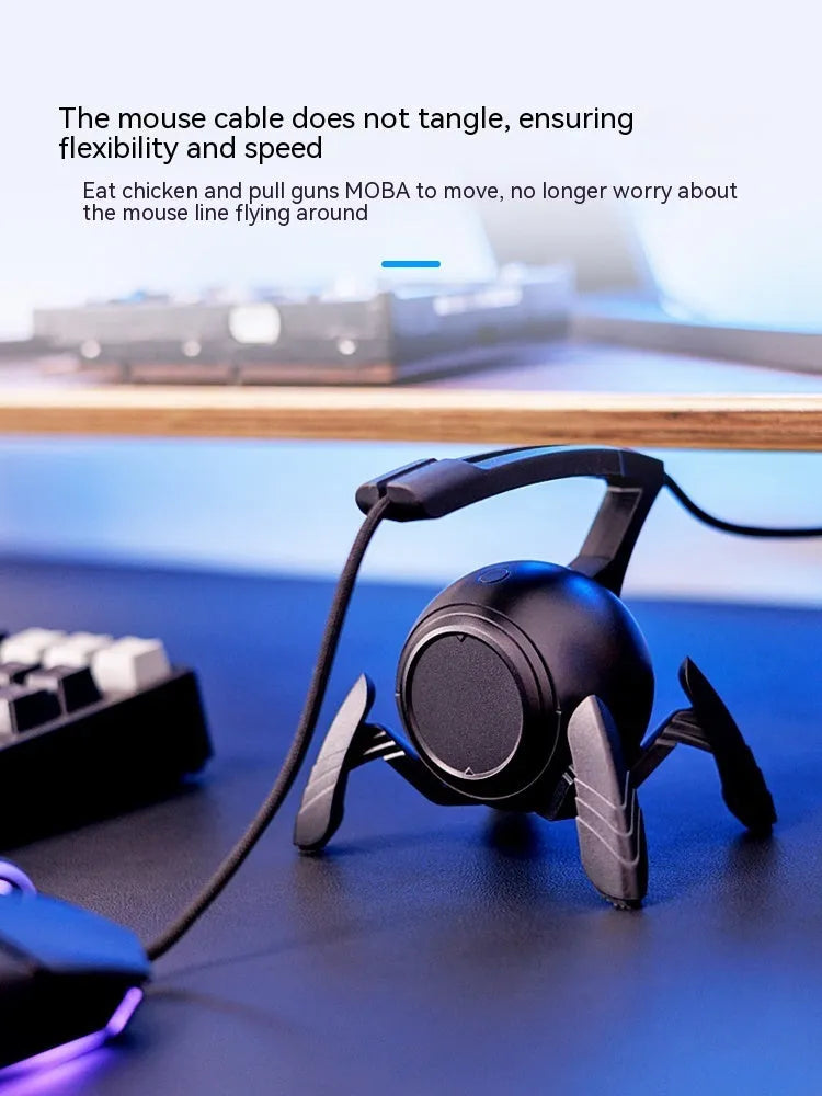 Mouse line wire holder bracket multifunctional cord manager with USB and TYPE-C ports on a desk.