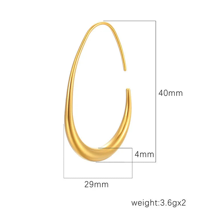 Women's stainless steel geometric round earrings with frosty electroplated finish in gold colour
