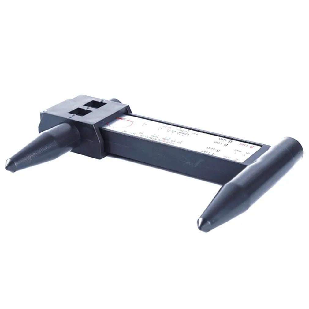 Plastic digital hole distance measuring ruler for wheel hub modification with 180mm range.