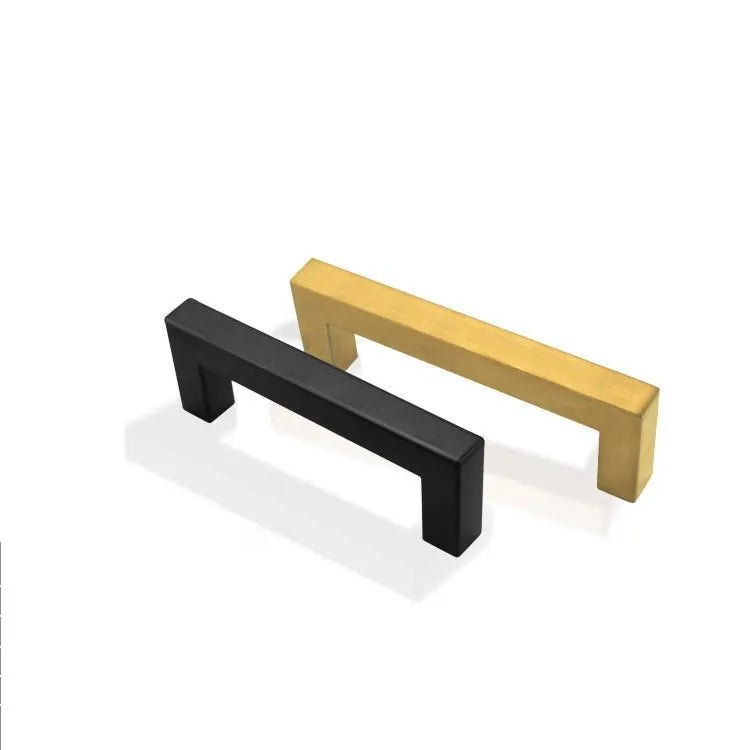Stainless steel square pipe cabinet door handle with wire drawing finish