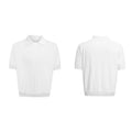 Men's loose fit double collar short sleeve polyester shirt in solid colour with fastener decoration