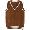 Women's V-neck waistcoat sweater in acrylic knit with slim fit and striped stitching detail
