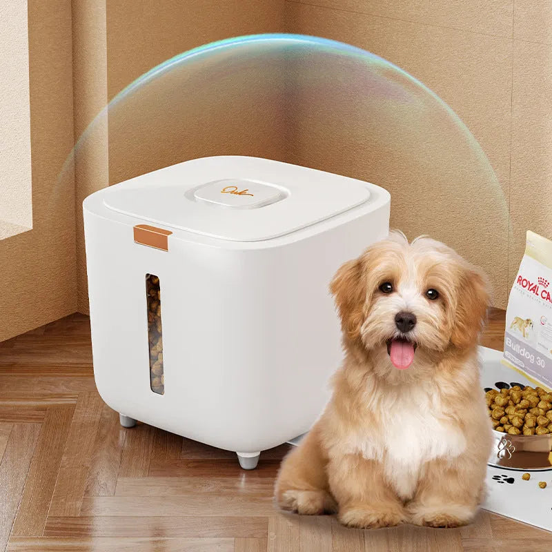 Ivory white PP pet storage barrel with seal, available in small, large and oversized, 6kg to 12kg capacity