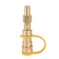 Gold brass gas propane conversion charging connector with 3/8-inch American standard threads