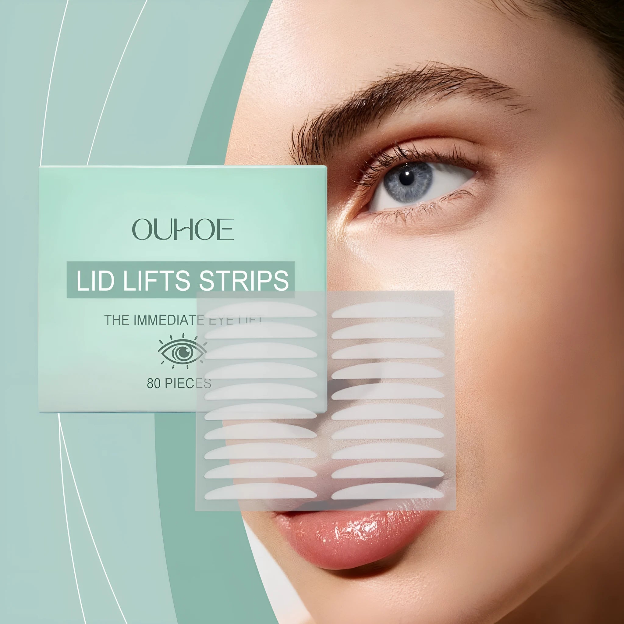 Meimu Tie transparent eyelid stickers pack containing 80 pieces for creating an eyelid crease.