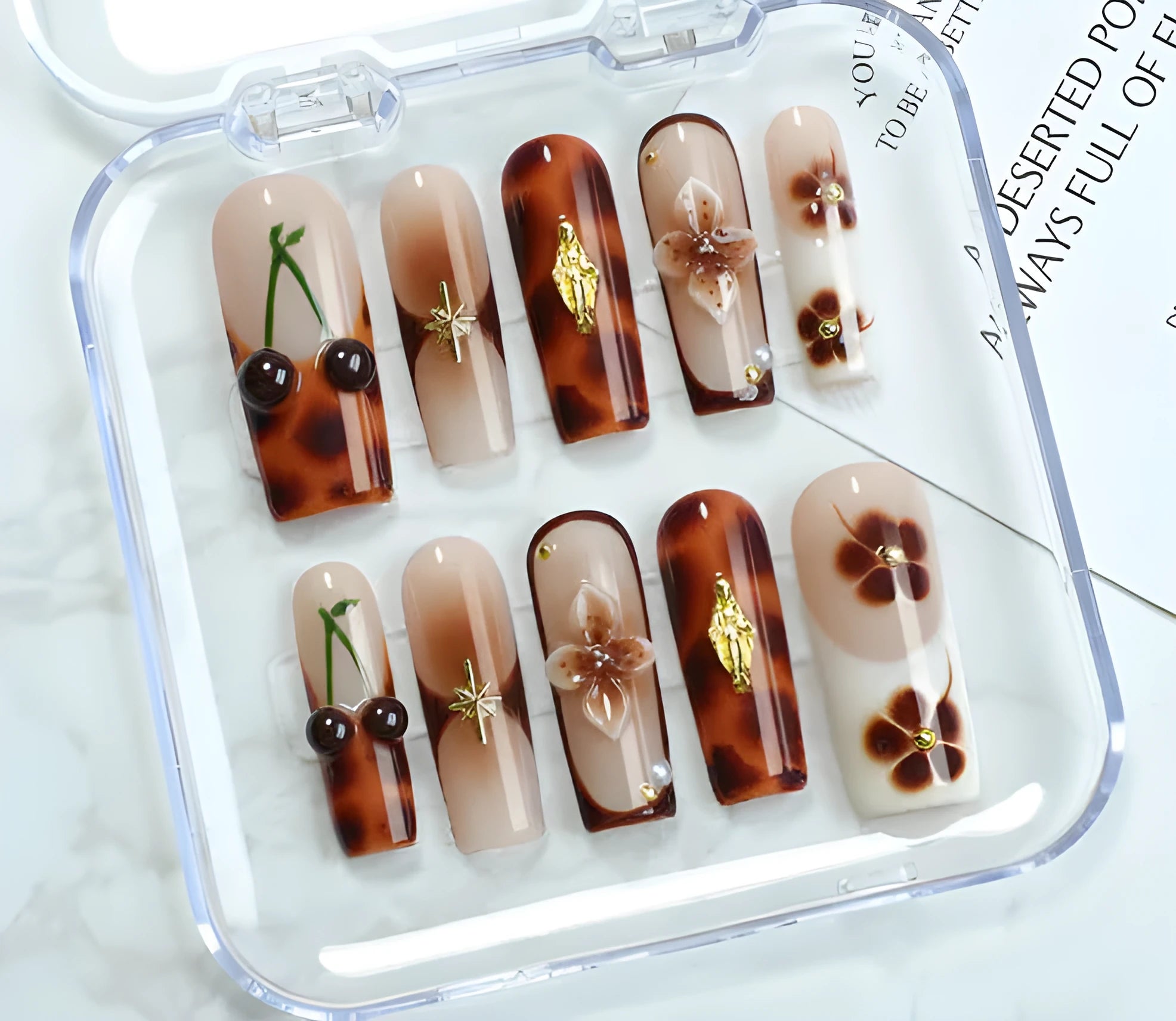Wear Nail Painting kit with jelly glue, rubbing strip, and nail patch in SGJ-A2-0026 colour for cute French style manicures.