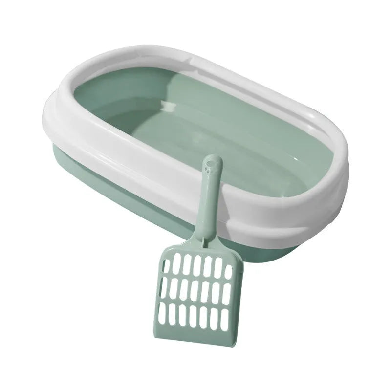 Plastic pet toilet training tray with scoop, anti-splash cat litter box or dog toilet in blue, grey, green or pink