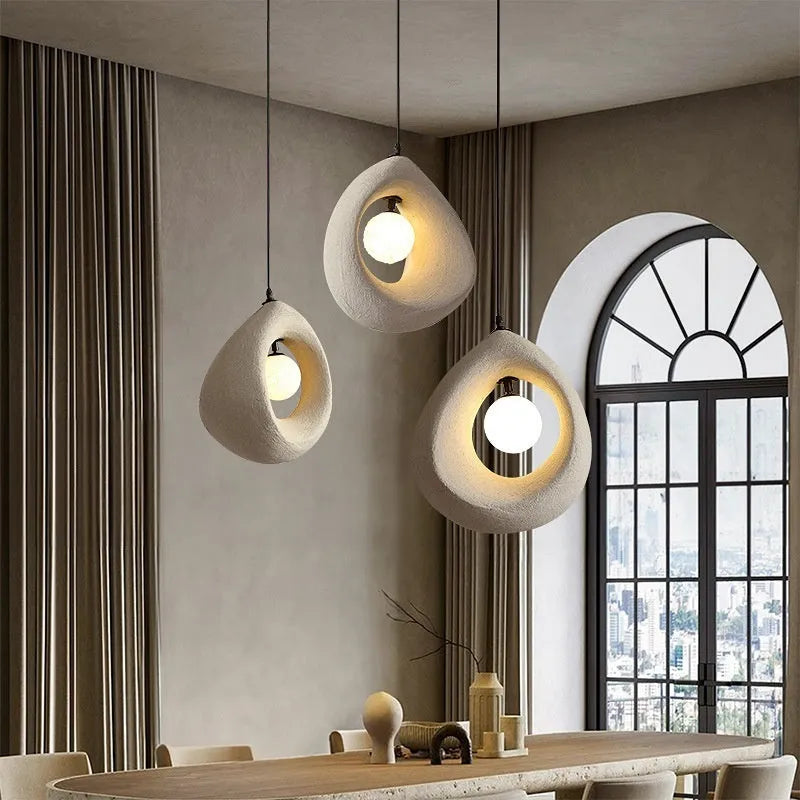 Retro style pendant chandelier with milky white rectangular lampshade