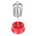 Portable aluminium hub balancer for car tyres with bull's eye level on enamel base.