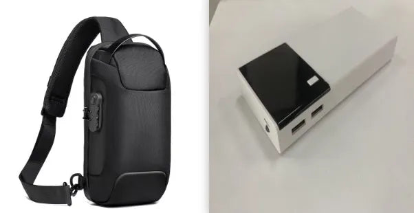 Black 20000mAh power bank portable charger with charging cable