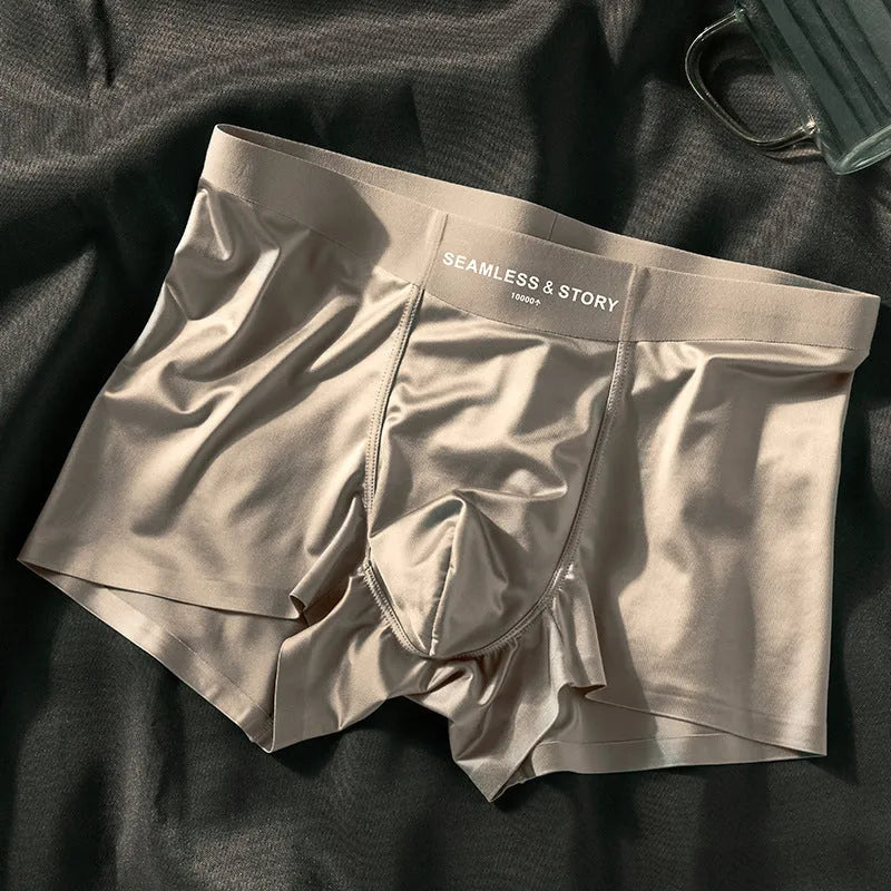 Men's Ice Silk underwear in mid waist design showing solid colour options