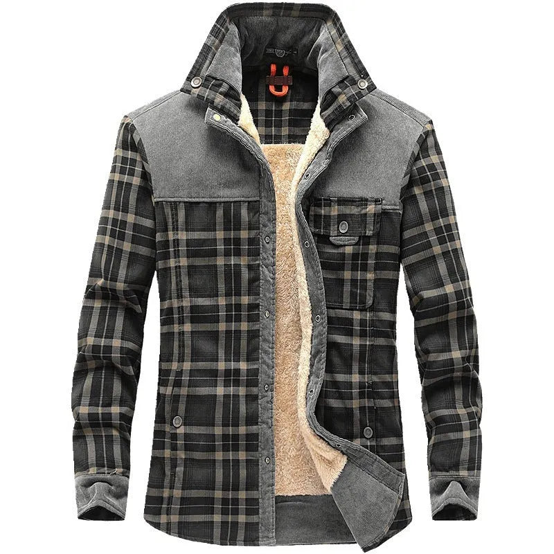 Business casual cotton shirt coat loose fit long sleeve black brown army colour men's coat