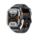 Black or silver Android student smart watch with touch screen, showing heart rate and call functions.