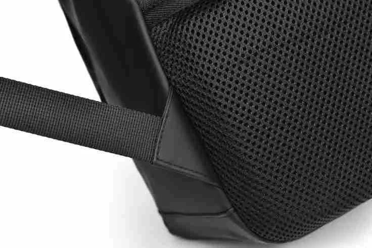 Waterproof PU leather laptop backpack in black, blue or grey with large capacity and laptop compartment