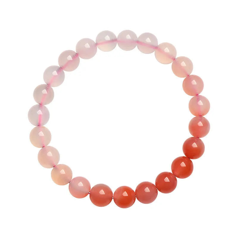 Natural Gradient Yanyuan Agate Bracelet with geometric beads in salt source colour, showing bead size options.