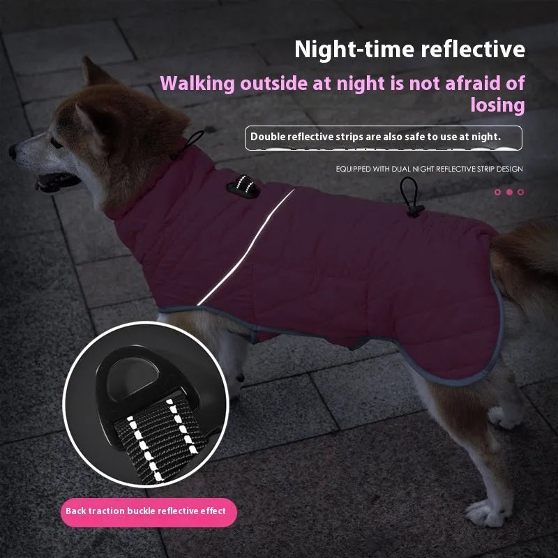 Lightweight cotton-padded dog coat for medium large dogs cold-proof winter jacket Rose Red Dark Blue sizes S to XXL