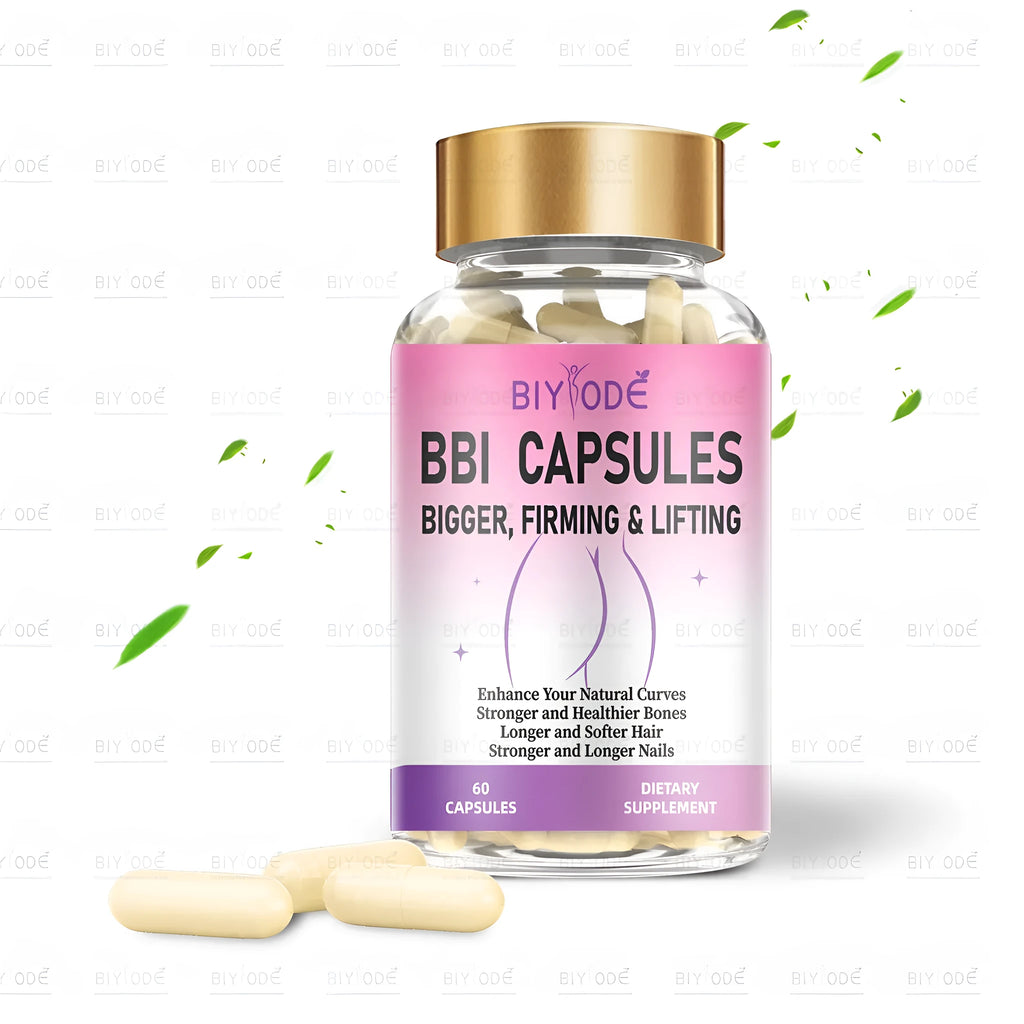 Biyode BBL herbal supplement bottle with 60 capsules for curves enhancement and firming lifting