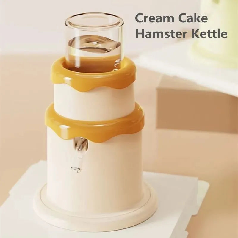Cream cake hamster kettle 125ml small pet drinker in green, pink, purple, or yellow, 103.5 x 122mm