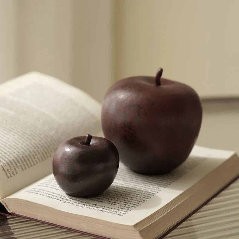 Retro Chinese ceramic apple ornament desktop decoration in large or small size